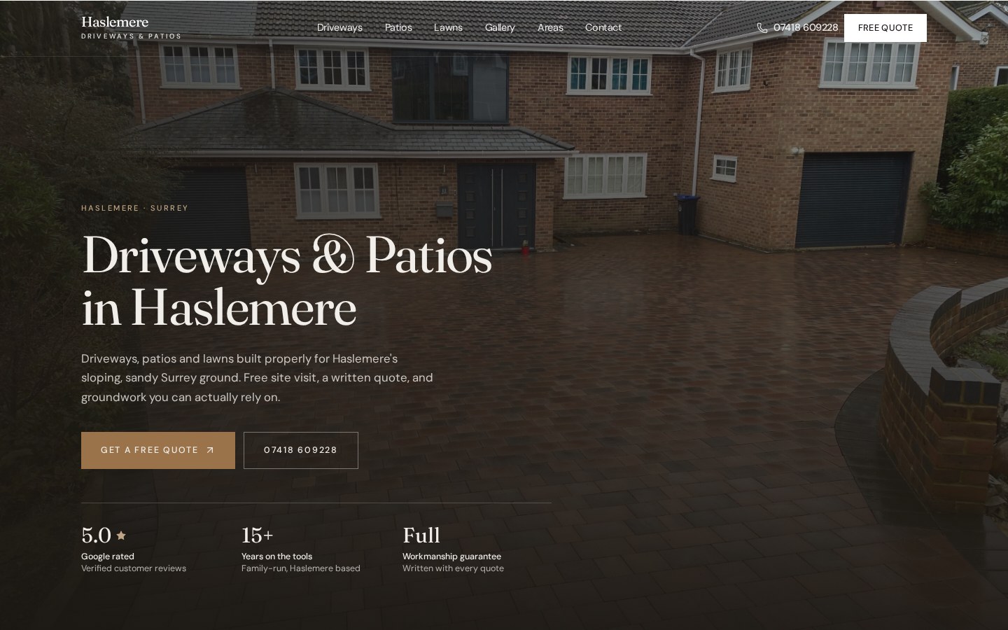 Haslemere Driveways & Patios website preview
