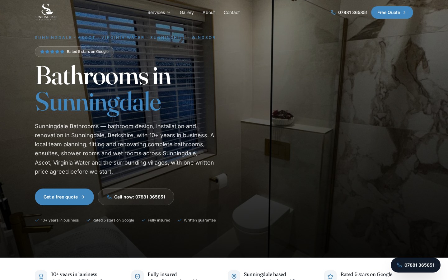 Sunningdale Bathrooms website preview